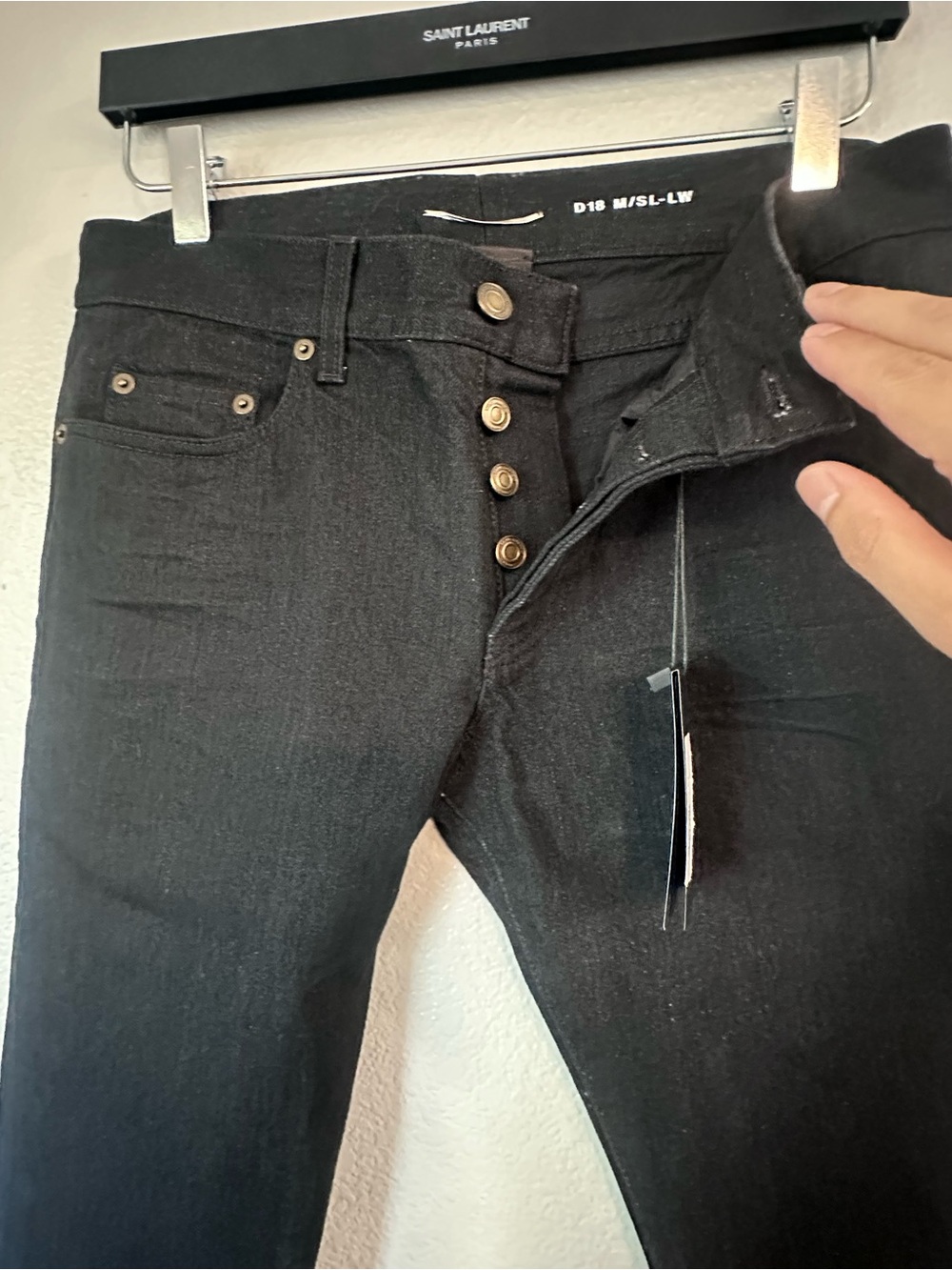 Saint Laurent Black Skinny Button-Fly Jeans 30/28 brand new altered